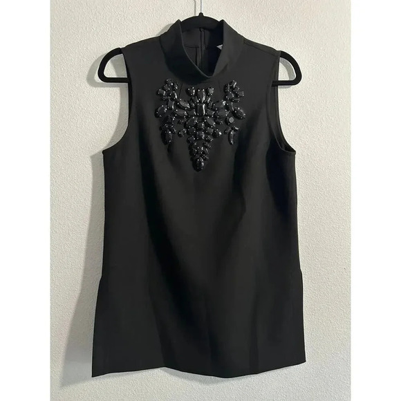 Trina Turk Bejeweled Rhinestone Mock Turtleneck Tunic Size 8 - Picture 5 of 15
